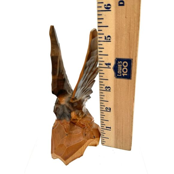 Vintage Hand Carved Wooden Wood Eagle Figurine Sculpture Mid Century - Picture 10 of 12